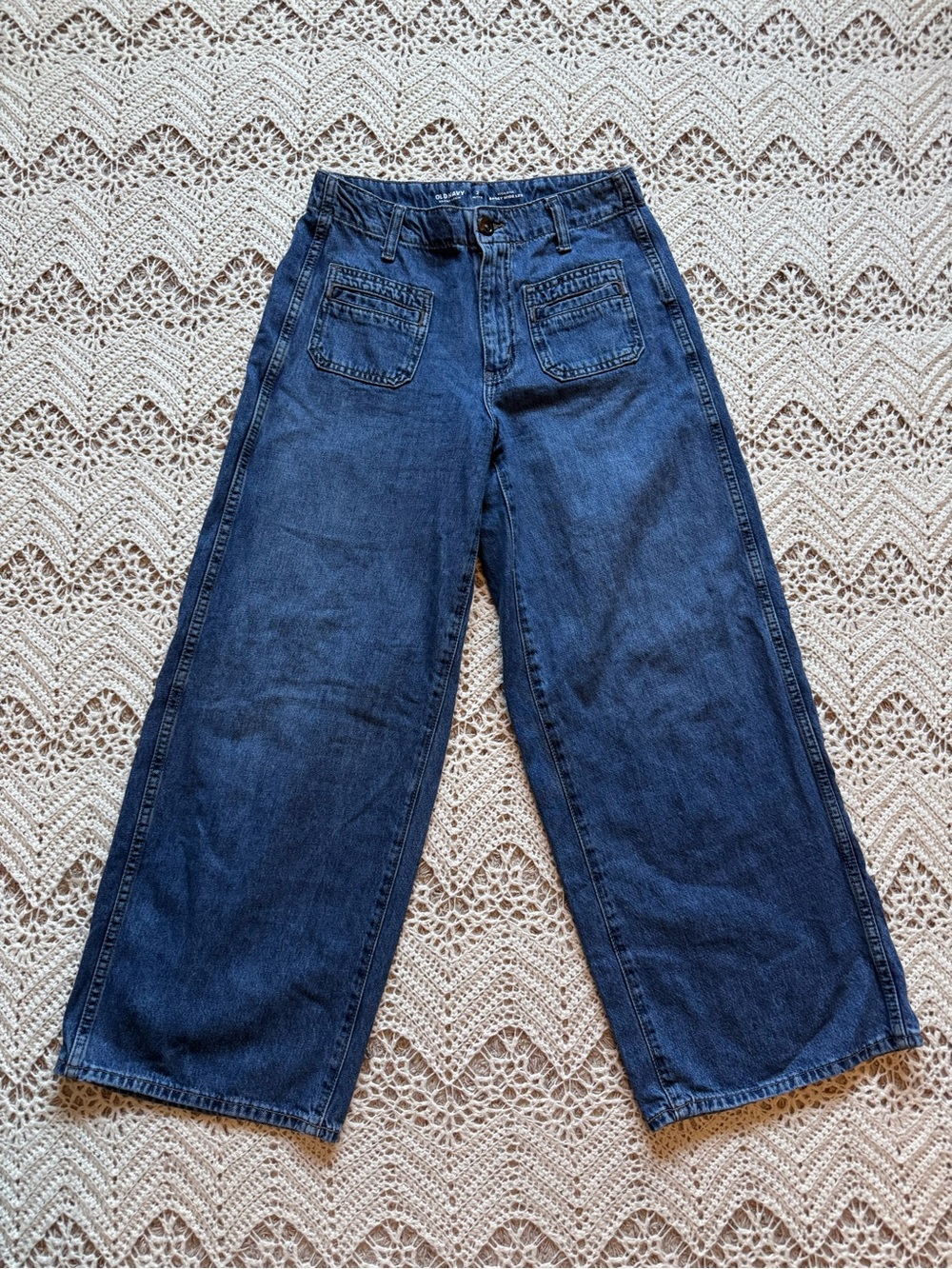 Old Navy High-Rise Baggy Wide Leg Jeans Boho Indie Festival Size 2 Petite